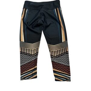 Onzie Pants Womens‎ S/M Black Capri Yoga Leggings Geometric Print Athletic